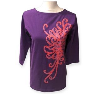 Bob Mackie Wearable Art Blouse Top Purple Size XS